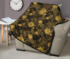 Gold Glitter Floral Pattern Print Quilt-grizzshop