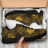 Gold Glitter Floral Pattern Print Sneaker Shoes For Men Women-grizzshop