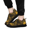 Gold Glitter Floral Pattern Print Sneaker Shoes For Men Women-grizzshop