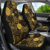 Gold Glitter Floral Pattern Print Universal Fit Car Seat Covers-grizzshop