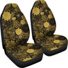 Gold Glitter Floral Pattern Print Universal Fit Car Seat Covers-grizzshop