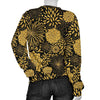 Gold Glitter Floral Pattern Print Women's Sweatshirt-grizzshop