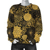 Gold Glitter Floral Pattern Print Women's Sweatshirt-grizzshop