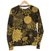 Gold Glitter Floral Pattern Print Women's Sweatshirt-grizzshop