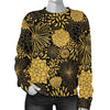 Gold Glitter Floral Pattern Print Women's Sweatshirt-grizzshop