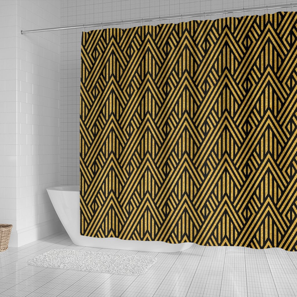 Gold Glitter Pattern Print Bathroom Shower Curtain-grizzshop