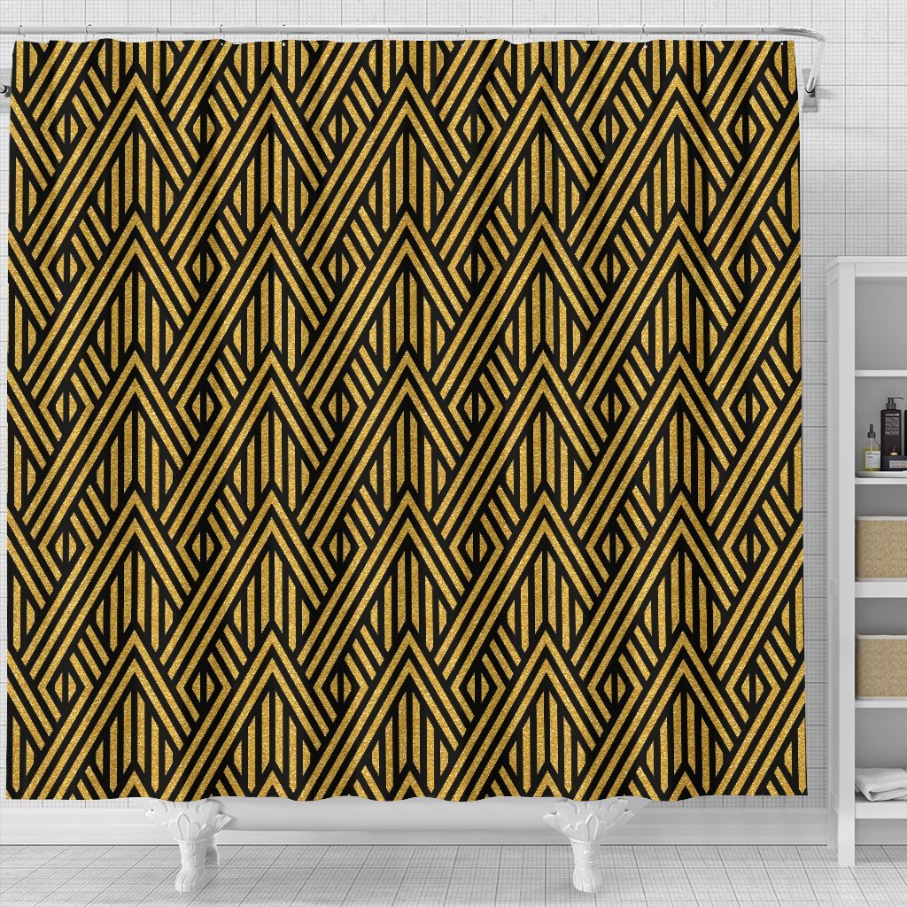 Gold Glitter Pattern Print Bathroom Shower Curtain-grizzshop