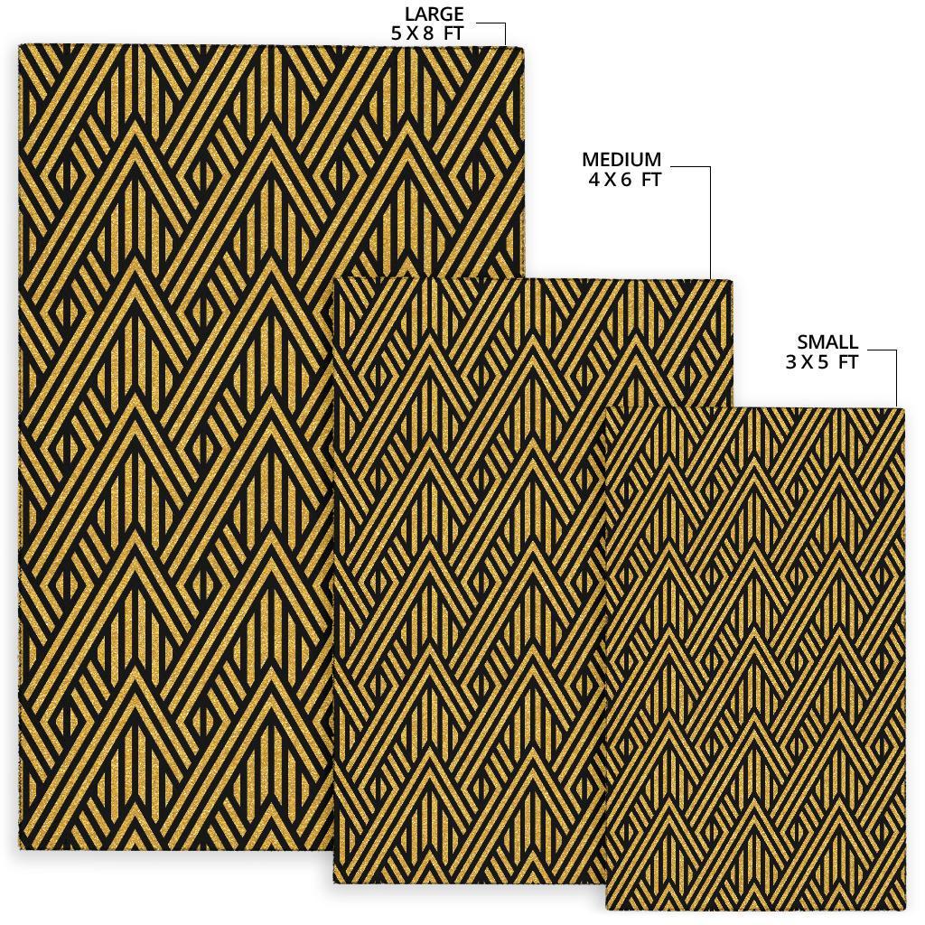 Gold Glitter Pattern Print Floor Mat-grizzshop