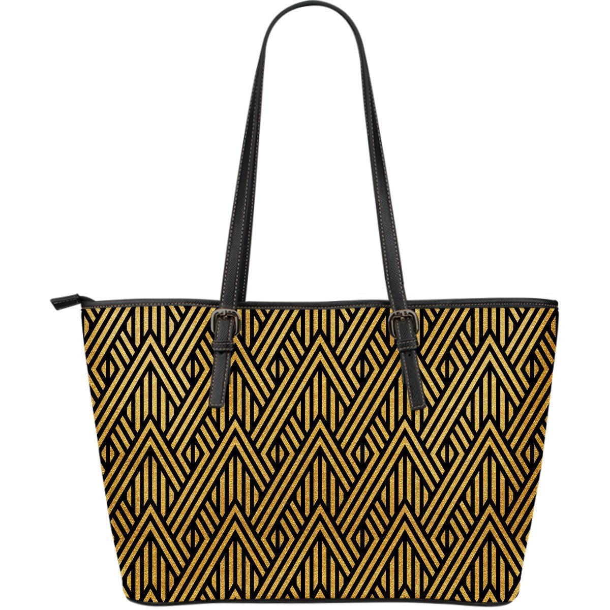 Gold Glitter Pattern Print Leather Tote Bag-grizzshop