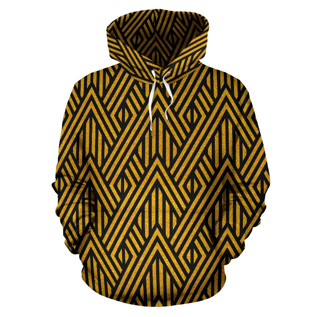 Gold Glitter Pattern Print Men Women Pullover Hoodie-grizzshop