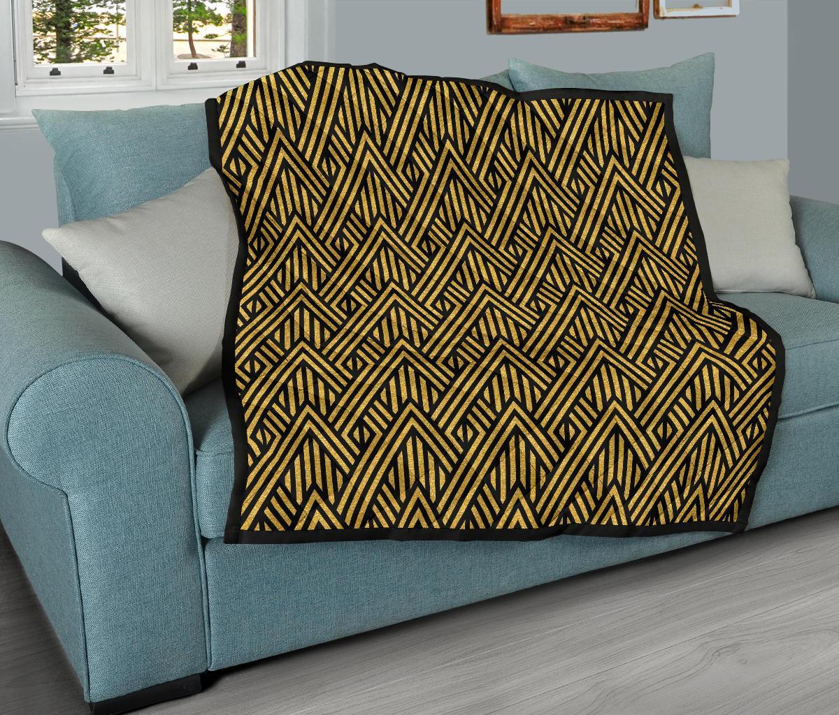 Gold Glitter Pattern Print Quilt-grizzshop