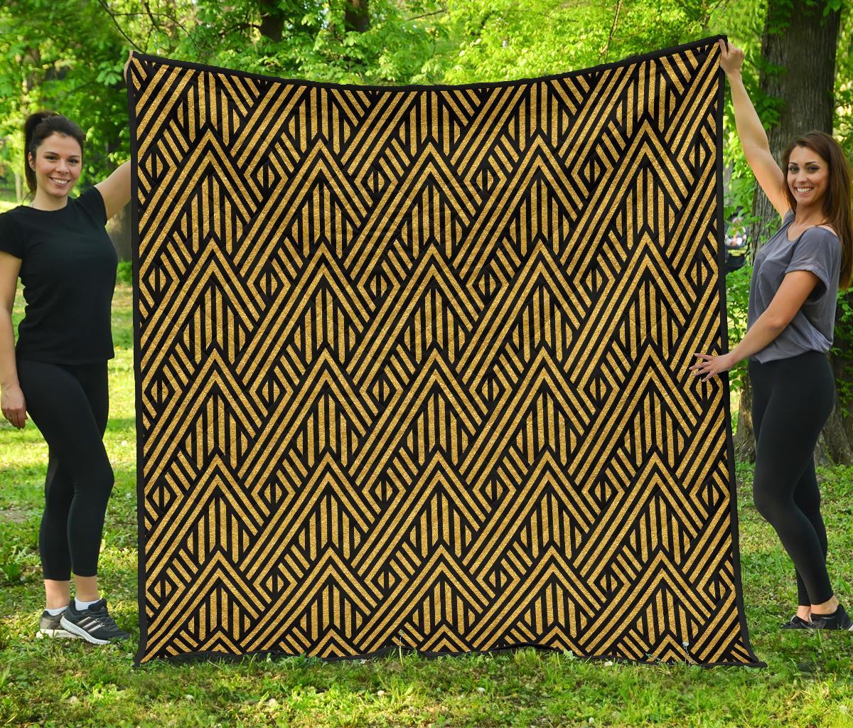 Gold Glitter Pattern Print Quilt-grizzshop