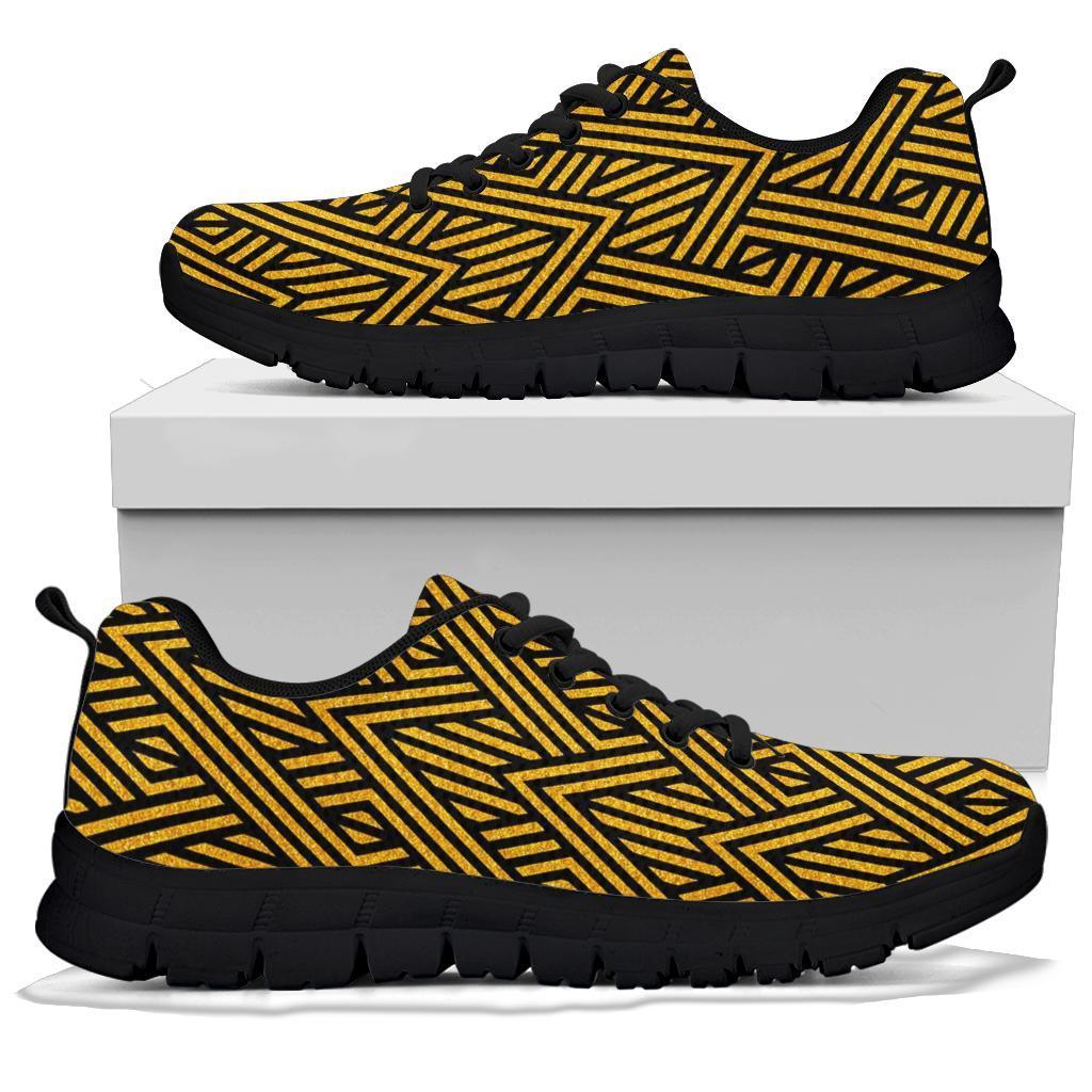 Gold Glitter Pattern Print Sneaker Shoes For Men Women-grizzshop