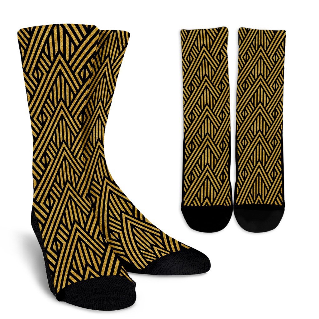 Gold Glitter Pattern Print Unisex Crew Socks-grizzshop