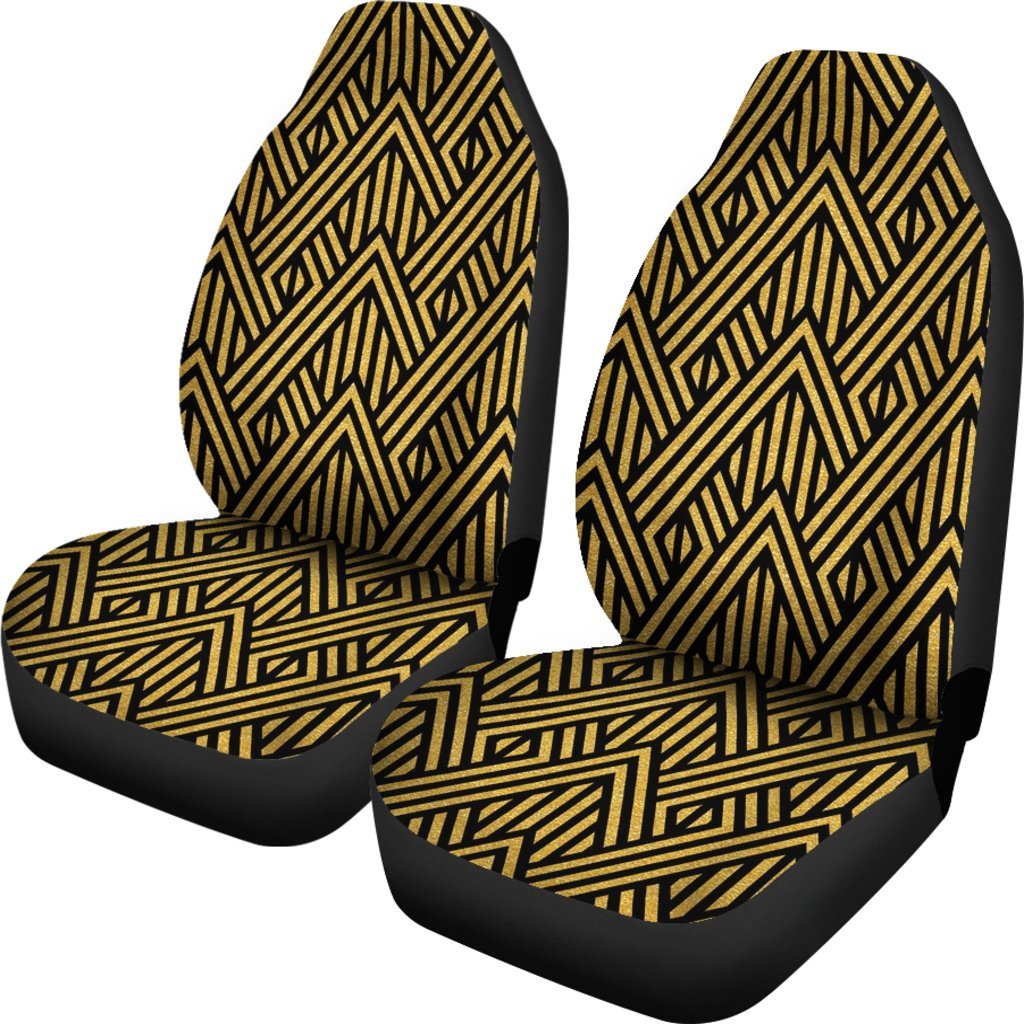 Gold Glitter Pattern Print Universal Fit Car Seat Covers-grizzshop