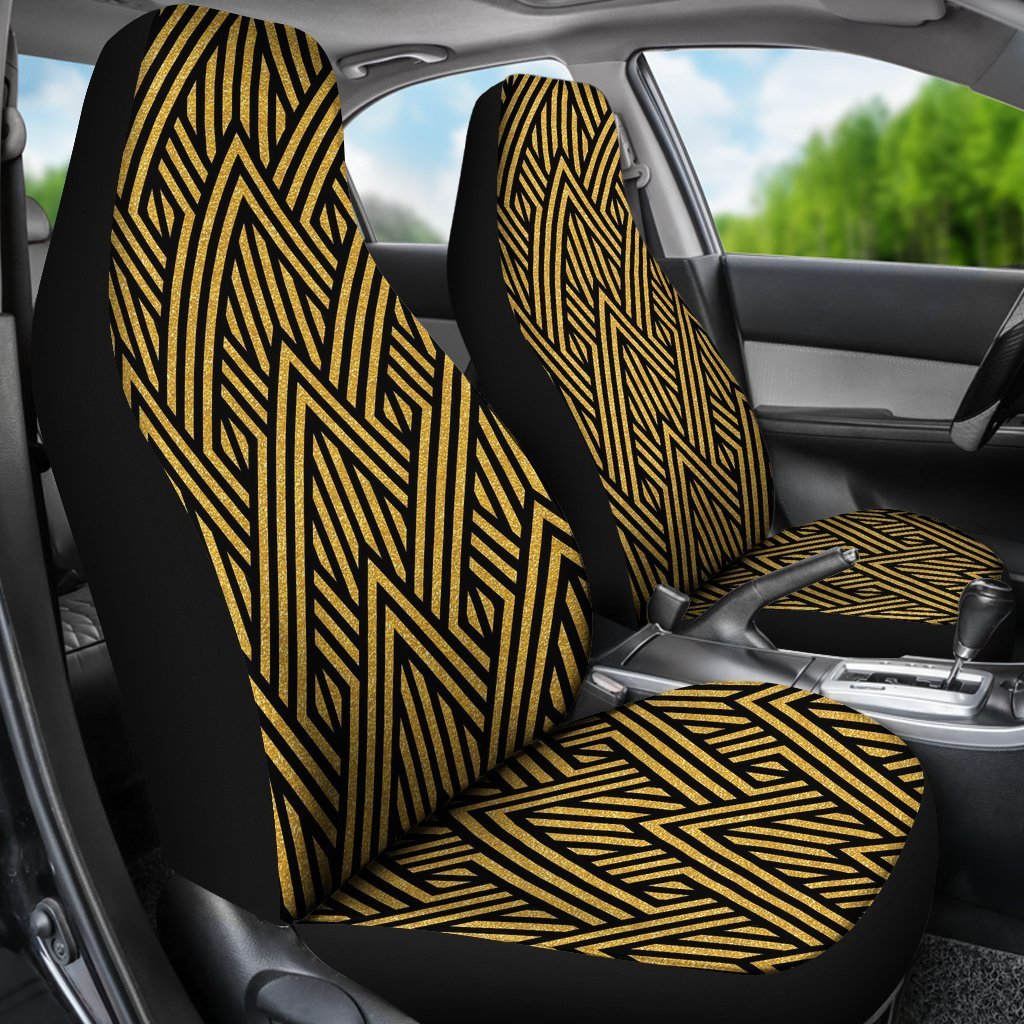 Gold Glitter Pattern Print Universal Fit Car Seat Covers-grizzshop