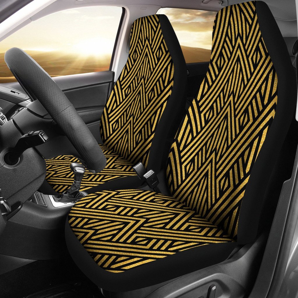 Gold Glitter Pattern Print Universal Fit Car Seat Covers-grizzshop