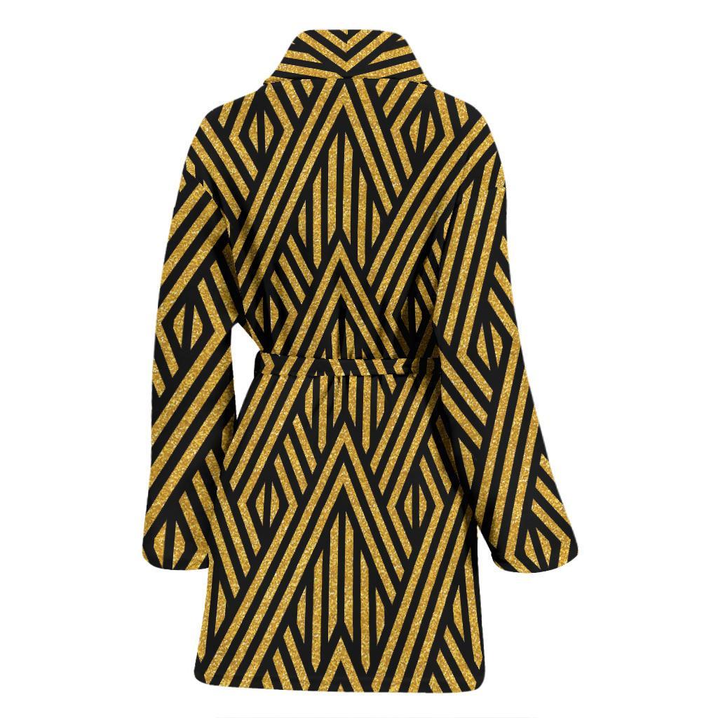 Gold Glitter Pattern Print Women Long Robe-grizzshop