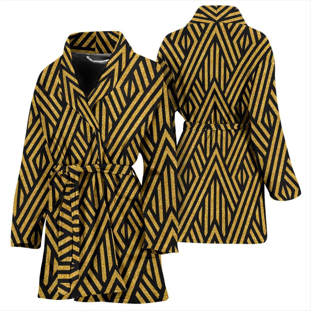 Gold Glitter Pattern Print Women Long Robe-grizzshop