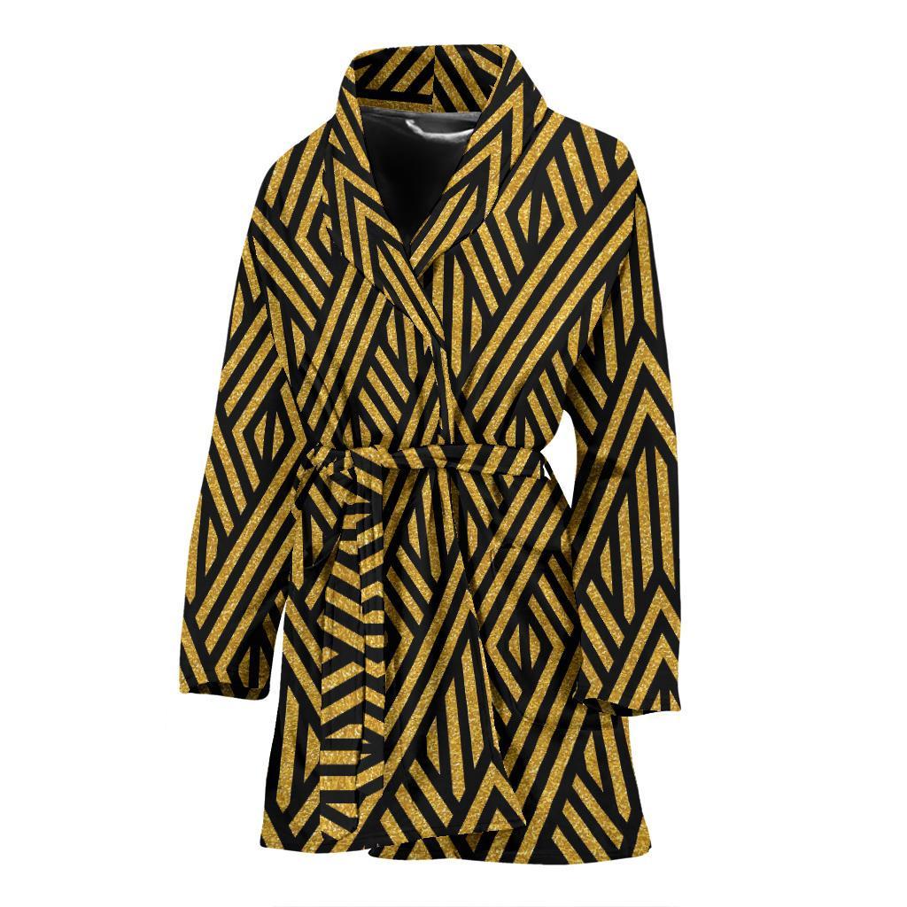 Gold Glitter Pattern Print Women Long Robe-grizzshop