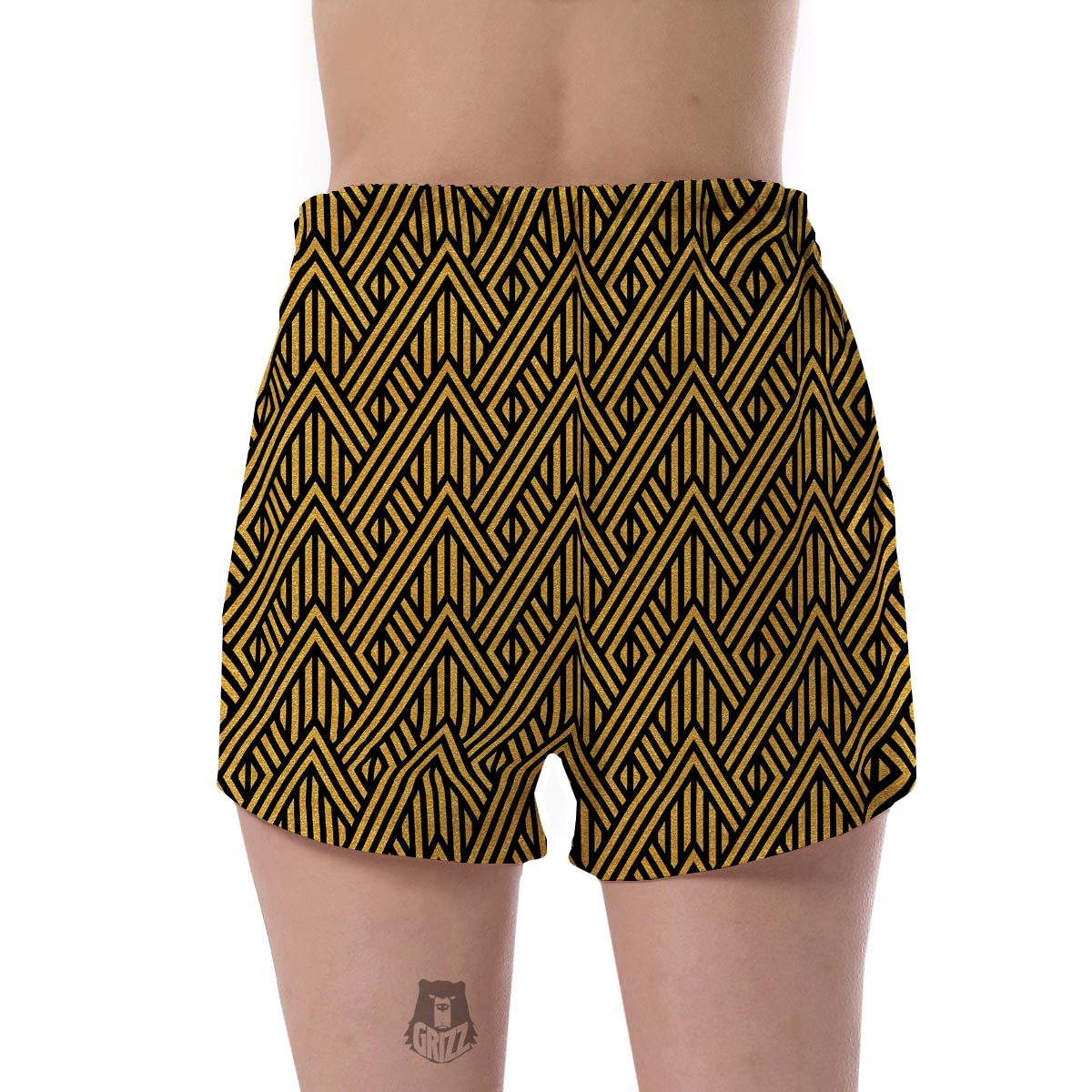 Gold Glitter Pattern Print Women's Shorts-grizzshop