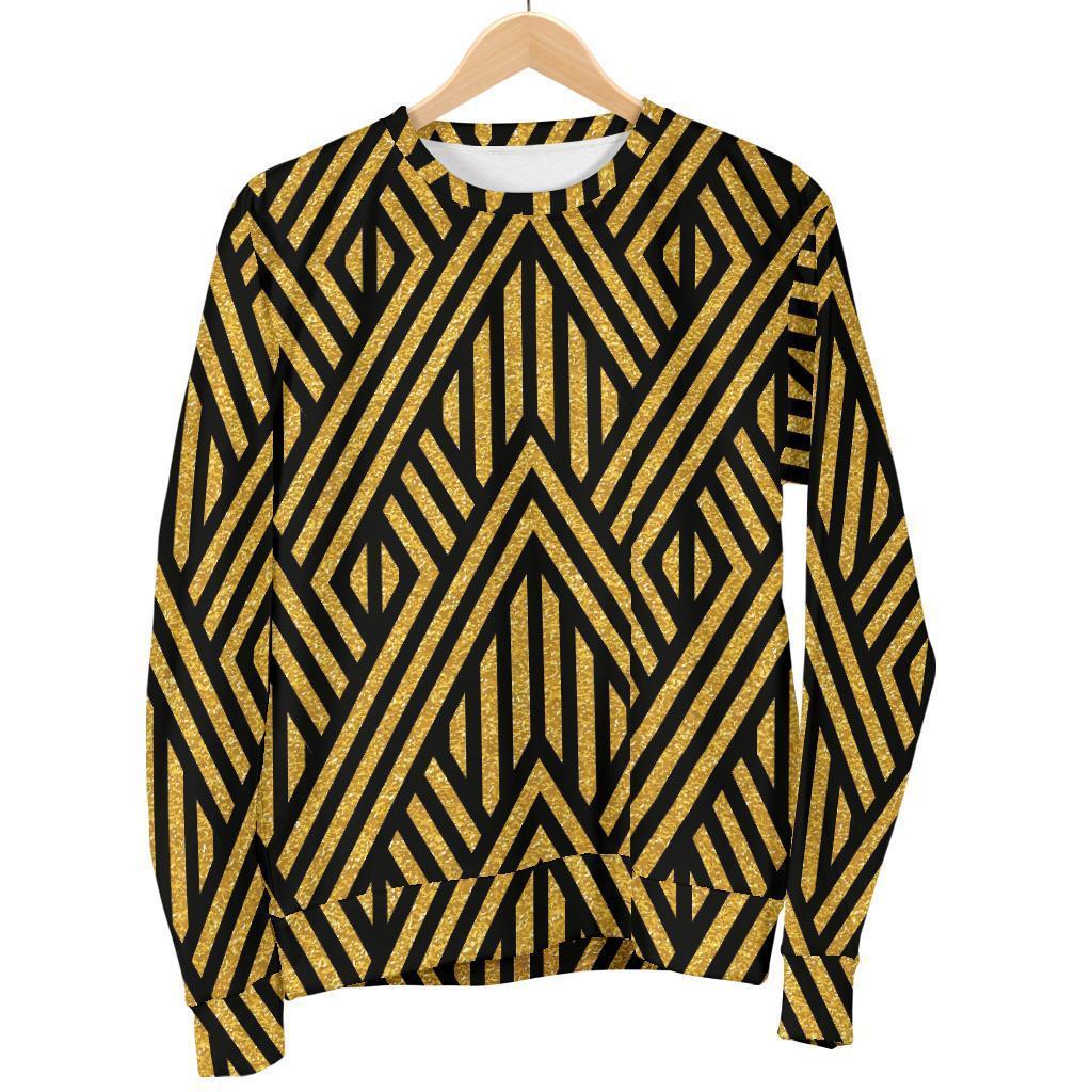 Gold Glitter Pattern Print Women's Sweatshirt-grizzshop