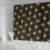 Gold Glitter Star Pattern Print Bathroom Shower Curtain-grizzshop