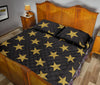 Gold Glitter Star Pattern Print Bed Set Quilt-grizzshop