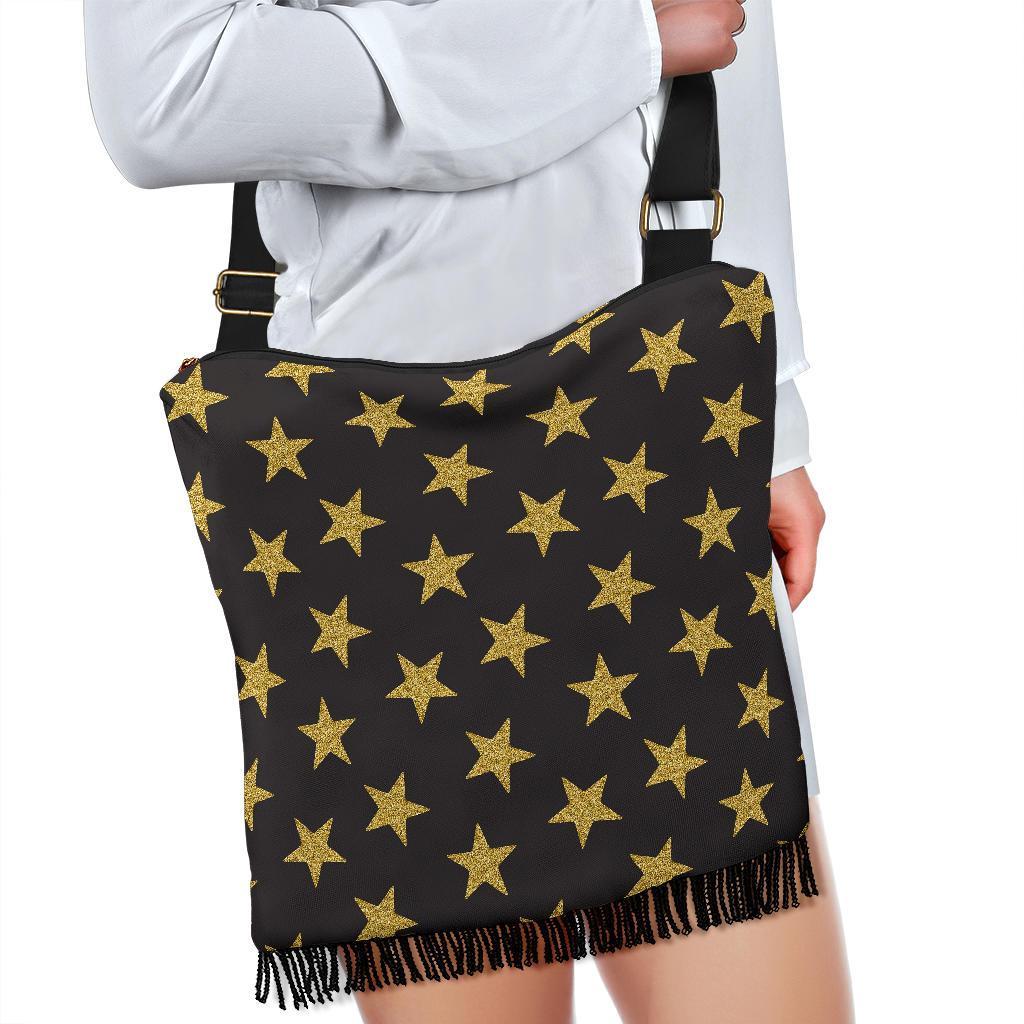 Gold Glitter Star Pattern Print Crossbody bags-grizzshop