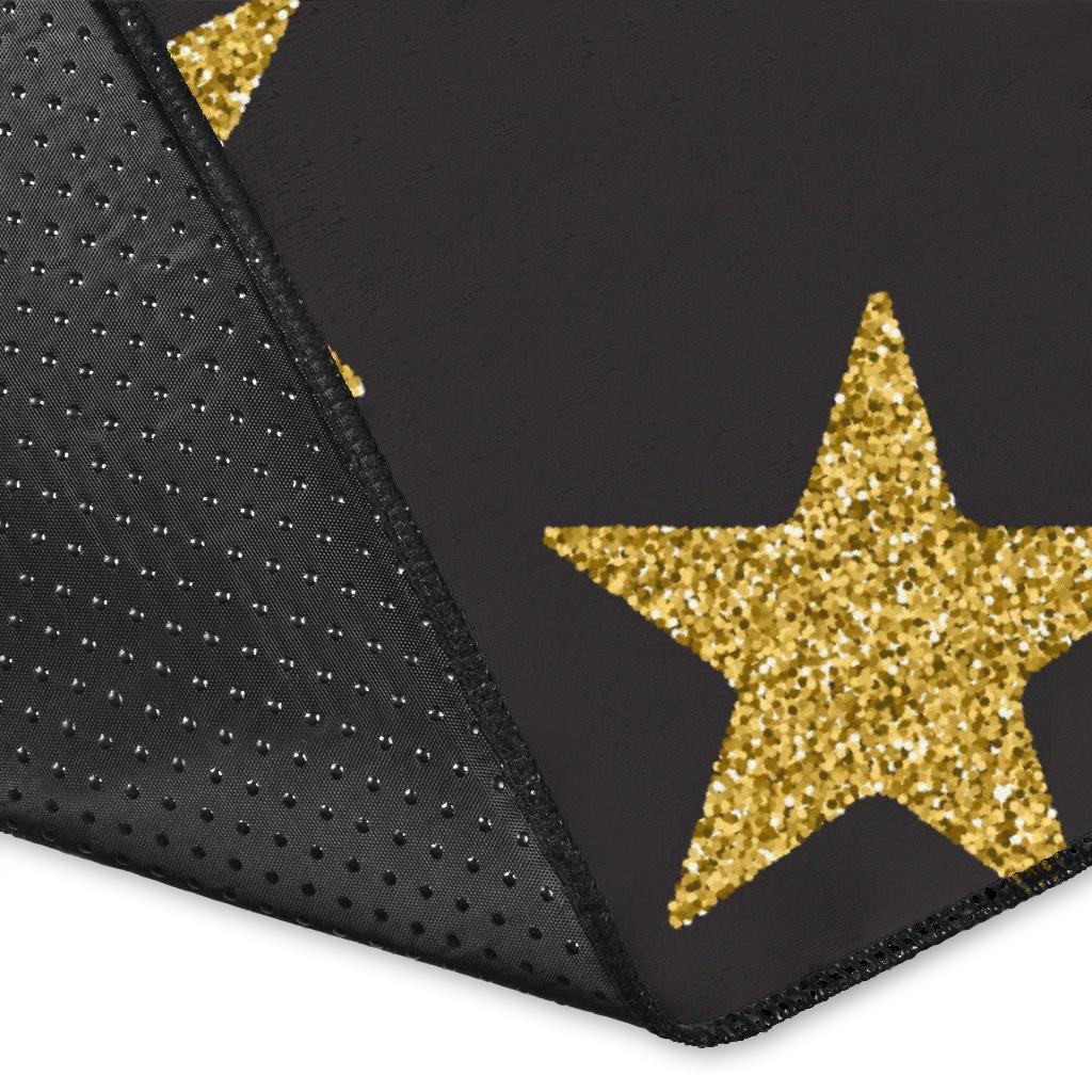 Gold Glitter Star Pattern Print Floor Mat-grizzshop