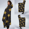 Gold Glitter Star Pattern Print Hooded Blanket-grizzshop