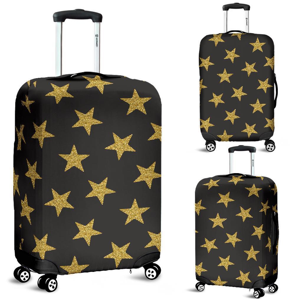 Gold Glitter Star Pattern Print Luggage Cover Protector-grizzshop