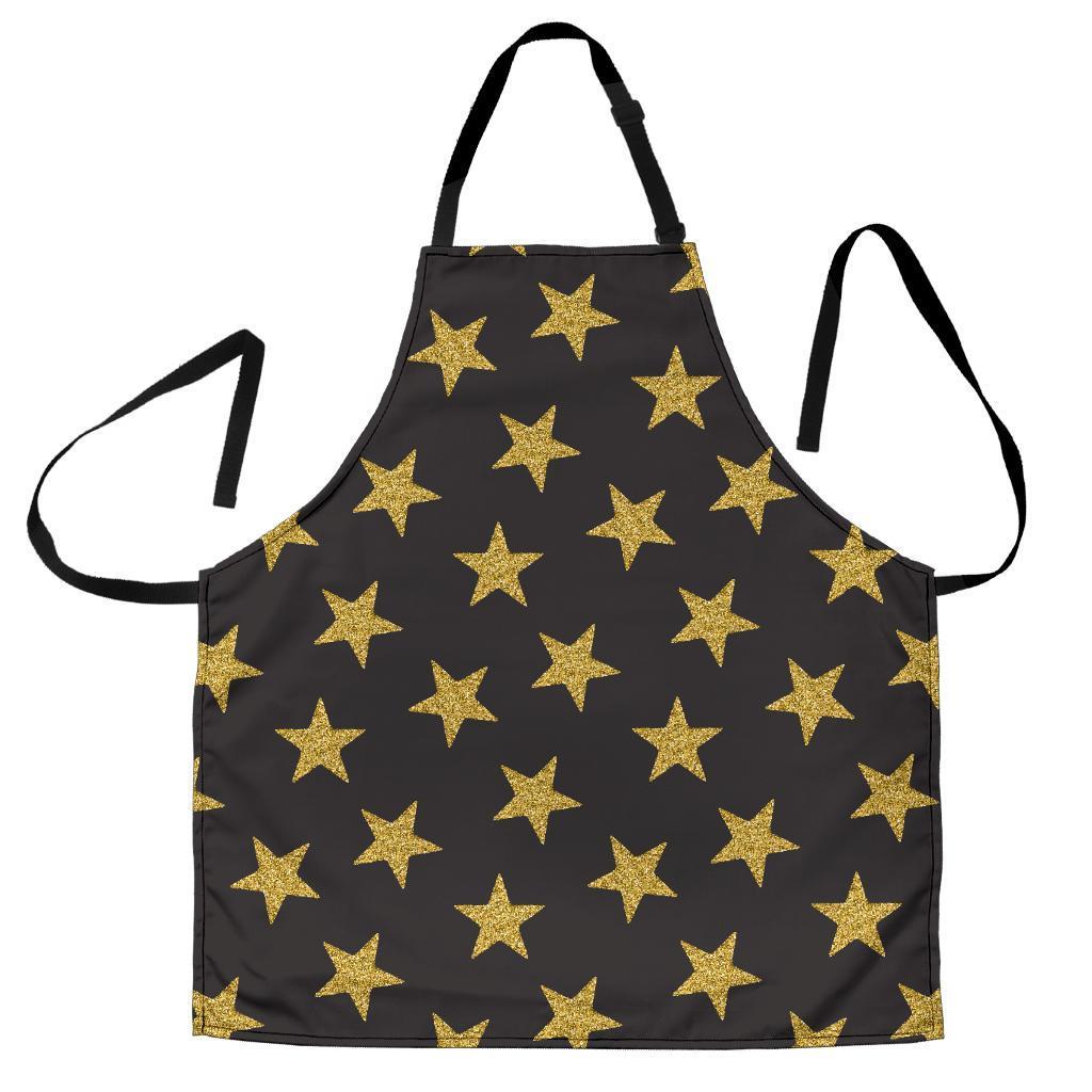 Gold Glitter Star Pattern Print Men's Apron-grizzshop