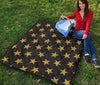 Gold Glitter Star Pattern Print Quilt-grizzshop