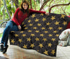 Gold Glitter Star Pattern Print Quilt-grizzshop