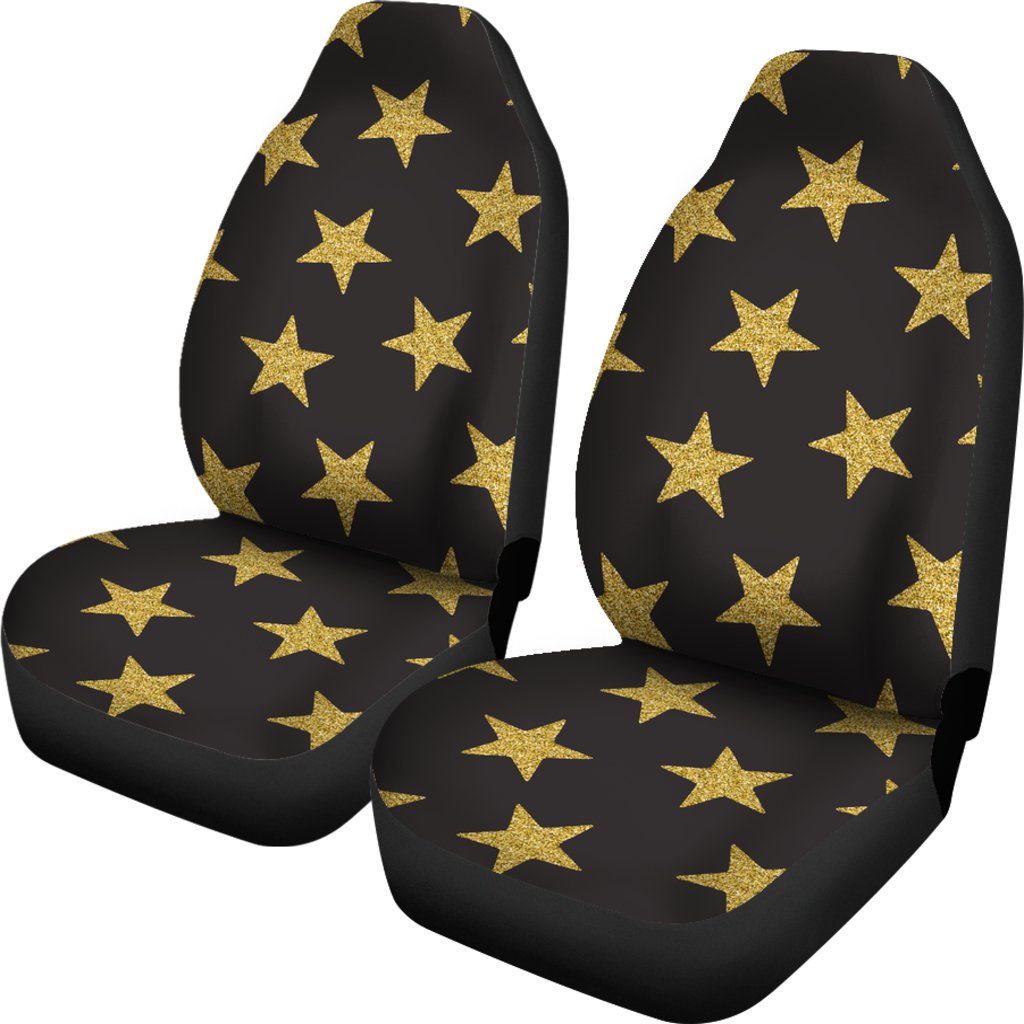 Gold Glitter Star Pattern Print Universal Fit Car Seat Covers-grizzshop