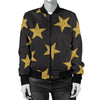 Load image into Gallery viewer, Gold Glitter Star Pattern Print Women Casual Bomber Jacket-grizzshop
