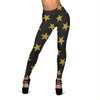 Gold Glitter Star Pattern Print Women Leggings-grizzshop