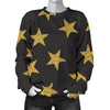 Gold Glitter Star Pattern Print Women's Sweatshirt-grizzshop