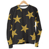 Gold Glitter Star Pattern Print Women's Sweatshirt-grizzshop