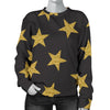 Gold Glitter Star Pattern Print Women's Sweatshirt-grizzshop