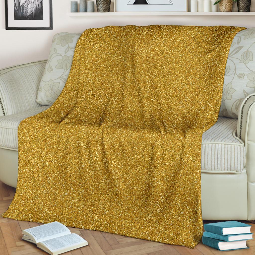 Gold Glitter Star Print Pattern Blanket-grizzshop