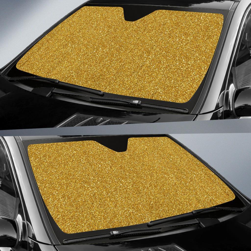 Gold Glitter Star Print Pattern Car Sun Shade-grizzshop