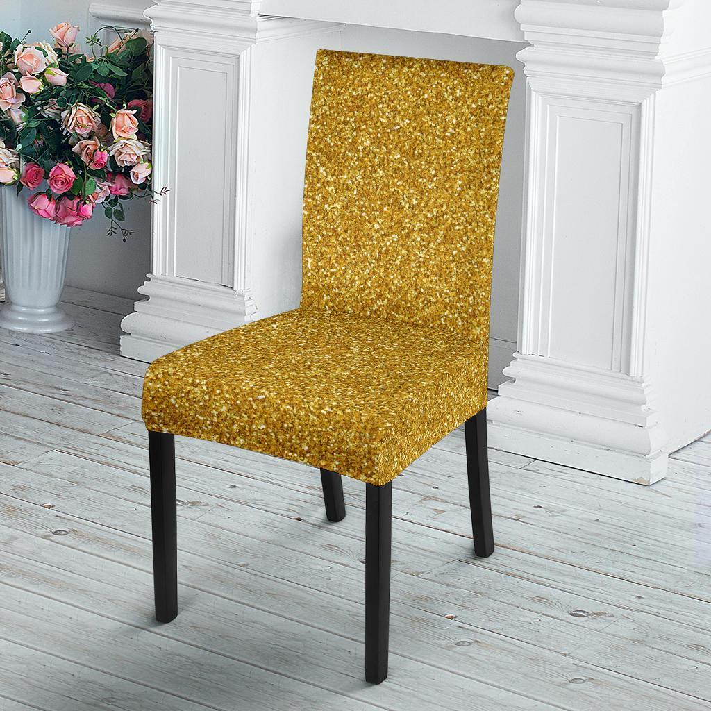 Gold Glitter Star Print Pattern Chair Cover-grizzshop