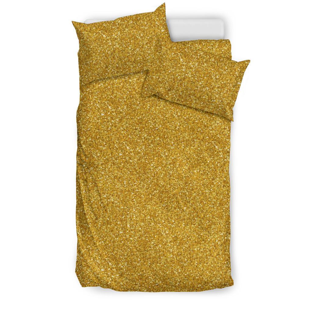 Gold Glitter Star Print Pattern Duvet Cover Bedding Set-grizzshop