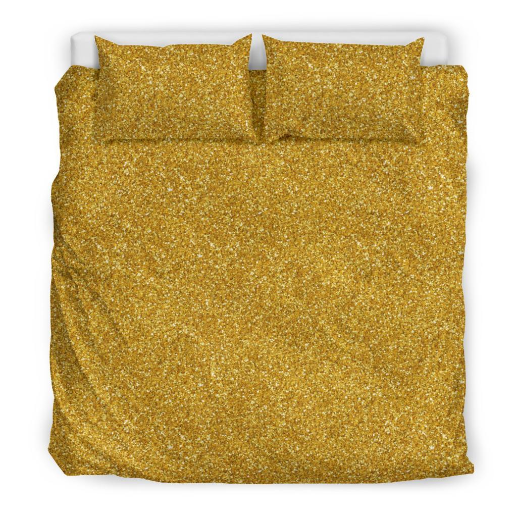 Gold Glitter Star Print Pattern Duvet Cover Bedding Set-grizzshop