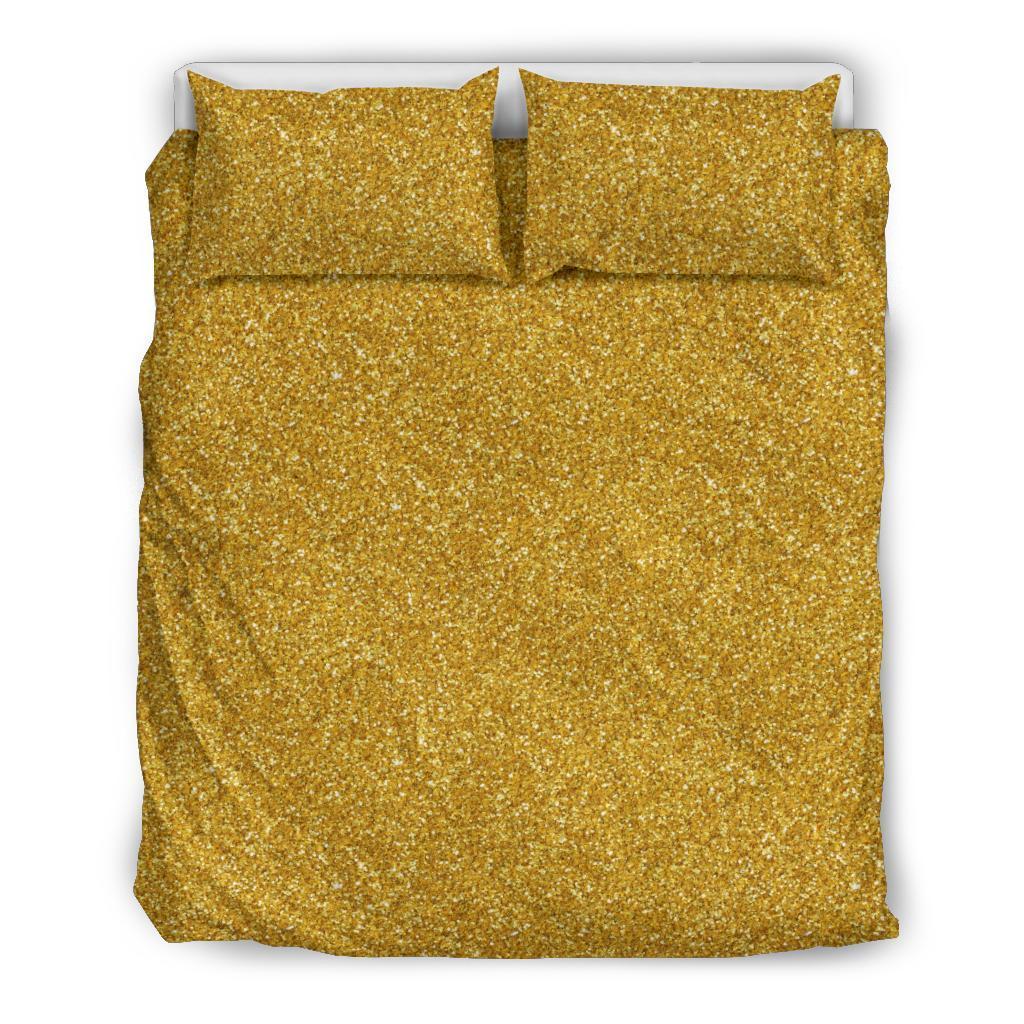 Gold Glitter Star Print Pattern Duvet Cover Bedding Set-grizzshop