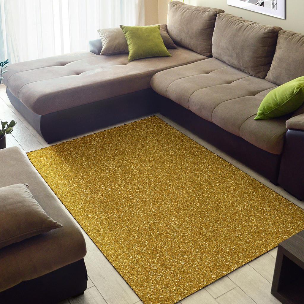 Gold Glitter Star Print Pattern Floor Mat-grizzshop