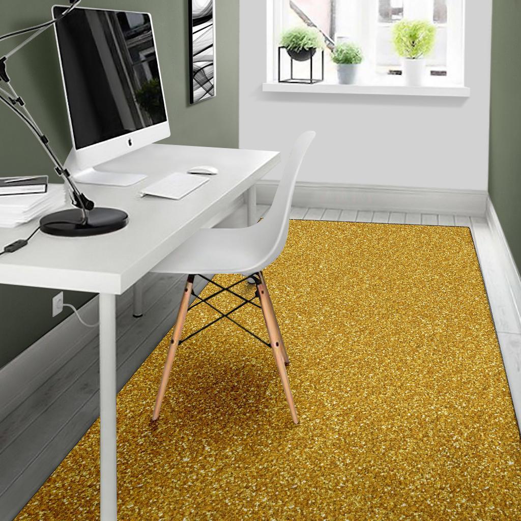 Gold Glitter Star Print Pattern Floor Mat-grizzshop