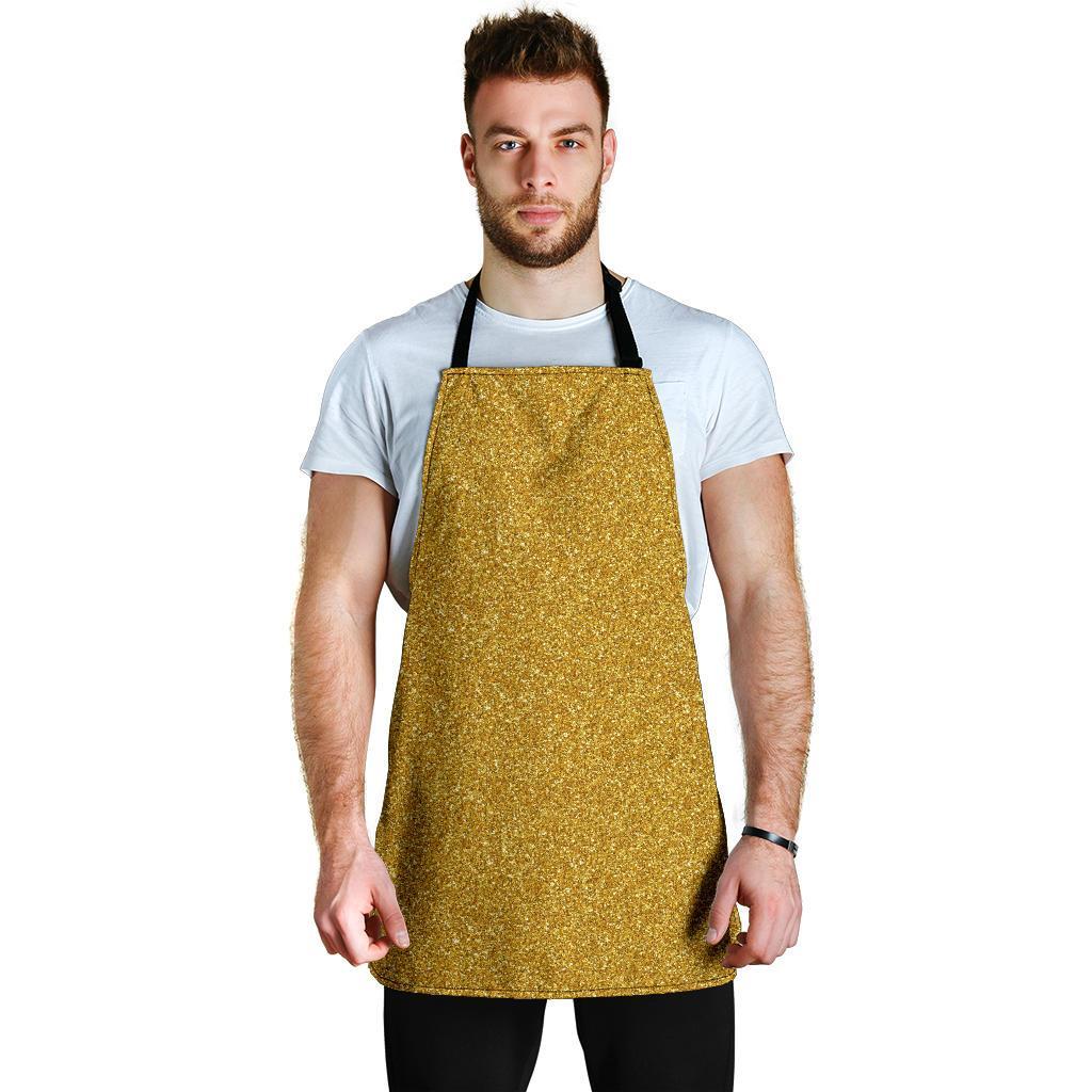 Gold Glitter Star Print Pattern Men's Apron-grizzshop